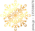 Carved snowflake. Vintage gold glitter foil snowflake. 135508078