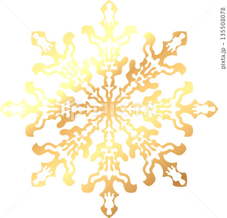 Carved snowflake. Vintage gold glitter foil snowflake. 135508078