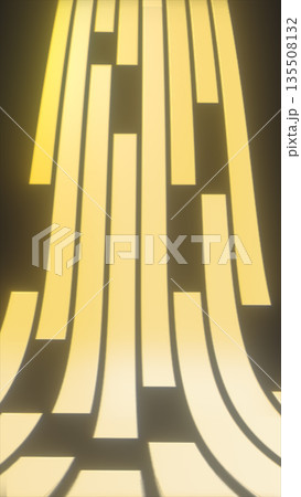 Abstract golden glowing vertical lines forming a futuristic geometric pattern with soft light and depth 135508132