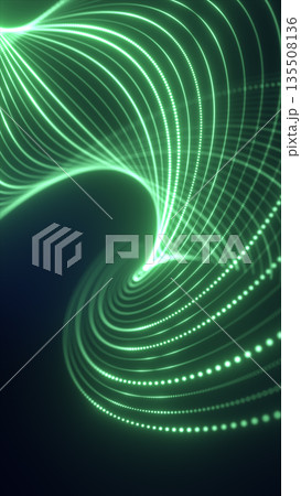 Smooth flowing ribbons of glowing green light forming a dynamic, futuristic abstract wave pattern Smooth flowing ribbons of glowing green light forming a dynamic, futuristic abstract wave pattern 135508136