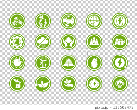 Eco Energy and Sustainability Icon Set on White Background Eco Energy and Sustainability Icon Set on White Background 135508475