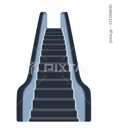 Escalator. Speed stairway escalator tool for transportation human on next floor. Electric moving ramp stairs concept. Vector illustration. Escalator. Speed stairway escalator tool for transportation human on next floor. Electric moving ramp stairs concept. Vector illustration. 135509640