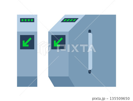 Turnstile. Subway station or airport security element. Entrance gates. Access control equipment. Vector illustration. Turnstile. Subway station or airport security element. Entrance gates. Access control equipment. Vector illustration. 135509650