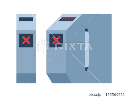 Turnstile. Subway station or airport security element. Entrance gates. Access control equipment. Vector illustration. Turnstile. Subway station or airport security element. Entrance gates. Access control equipment. Vector illustration. 135509651