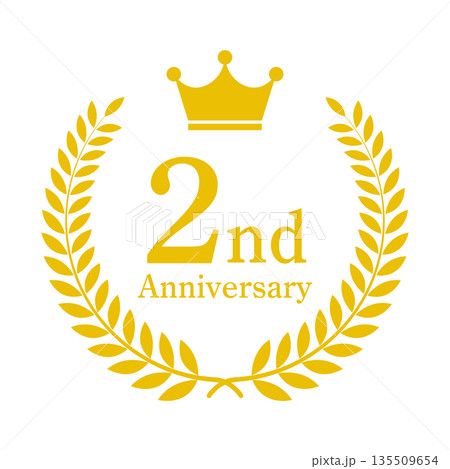 2周年記念 2nd 月桂冠 エンブレム ベクター素材 2周年記念 2nd 月桂冠 エンブレム ベクター素材 135509654