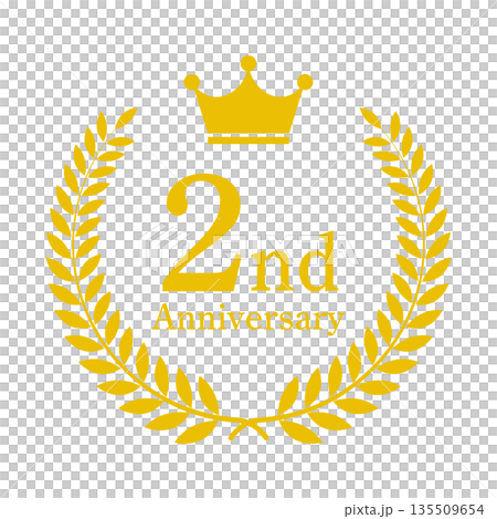 2周年記念 2nd 月桂冠 エンブレム ベクター素材 2周年記念 2nd 月桂冠 エンブレム ベクター素材 135509654