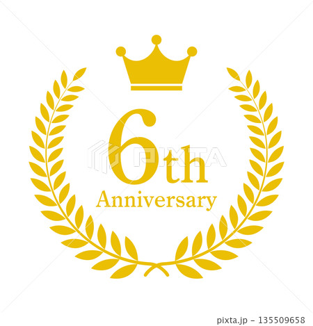 6周年記念 6th 月桂冠 エンブレム ベクター素材 135509658
