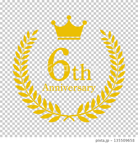 6周年記念 6th 月桂冠 エンブレム ベクター素材 135509658