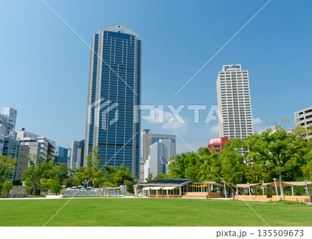 神戸三宮、市役所と芝生が美しい東遊園地 135509673