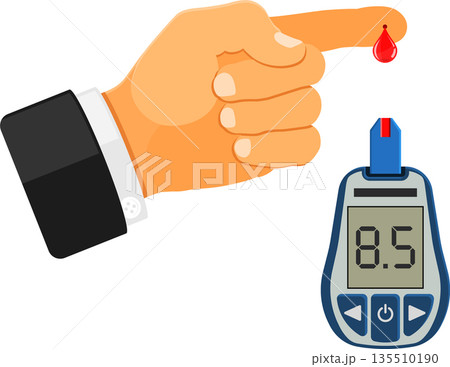 Diabetes Concept with Blood Glucose Meter Diabetes Concept with Blood Glucose Meter 135510190