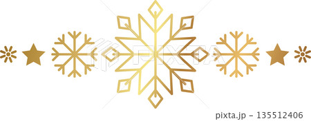 Gold snowflake border. Winter Christmas design decoration. Gold snowflake border. Winter Christmas design decoration. 135512406
