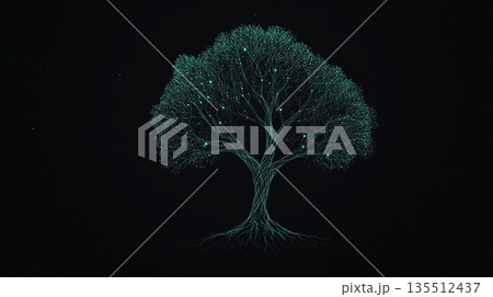 AIが支配する未来社会と無機質な都市風景 135512437