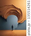 A background showing a person standing in a landscape with abstract shapes representing thoughts and mental health. 135514261
