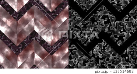 Simple marble tile mosaic. Seamless natural stone pattern. Polished marble via an alpha channel. 135514695