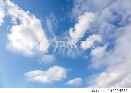 天空の青空に浮く雲の造形【背景素材】 135514771