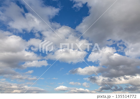 天空の青空に浮く雲の造形【背景素材】 135514772