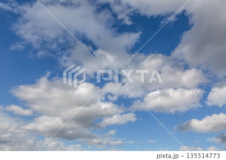 天空の青空に浮く雲の造形【背景素材】 135514773