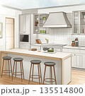 おしゃれなカウンター付きキッチンのインテリアデザイン 135514800