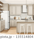 おしゃれなカウンター付きキッチンのインテリアデザイン 135514804
