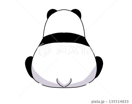 後ろ向きで座っているパンダイラスト 135514833