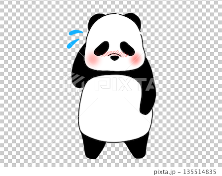 害羞的熊貓插圖 135514835