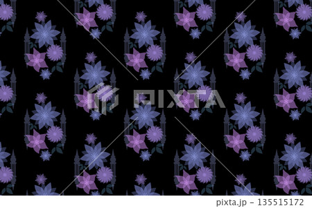 シームレスな半透明の花柄総柄パターン シームレスな半透明の花柄総柄パターン 135515172