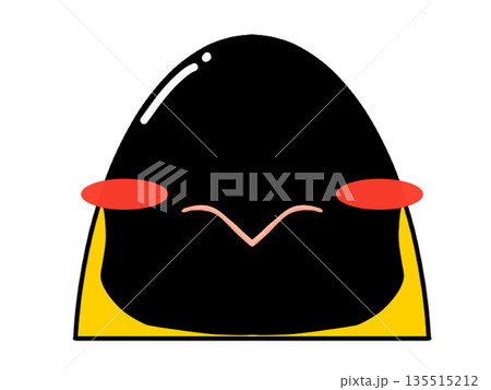 照れている皇帝ペンギンの顔イラスト 135515212