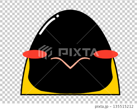 照れている皇帝ペンギンの顔イラスト 135515212