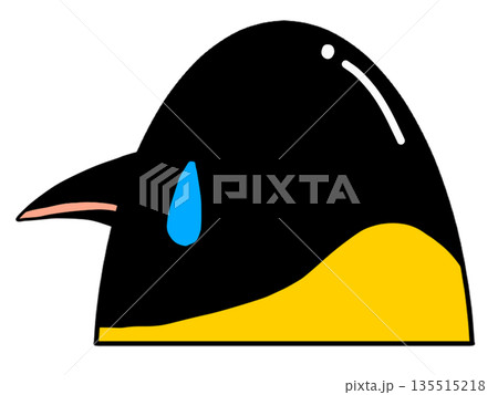 泣いている皇帝ペンギンの横顔イラスト 泣いている皇帝ペンギンの横顔イラスト 135515218