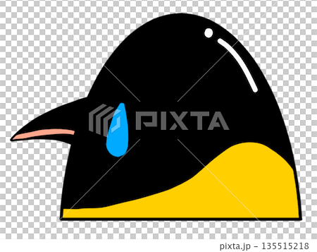 泣いている皇帝ペンギンの横顔イラスト 泣いている皇帝ペンギンの横顔イラスト 135515218