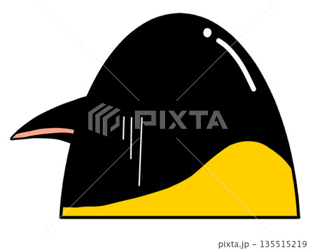 ショックを受けている皇帝ペンギンの横顔イラスト 135515219