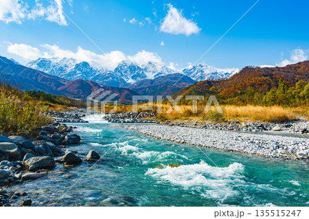 秋の北アルプスと松川 秋の北アルプスと松川 135515247