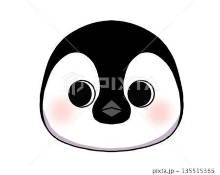 横目の皇帝ペンギンの赤ちゃんの顔イラスト 135515385