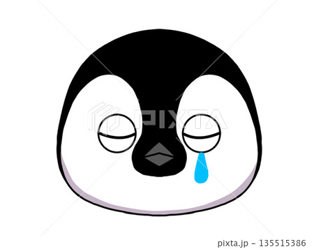涙を流す皇帝ペンギンの赤ちゃんの顔イラスト 135515386