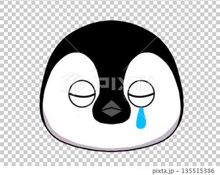 涙を流す皇帝ペンギンの赤ちゃんの顔イラスト 135515386