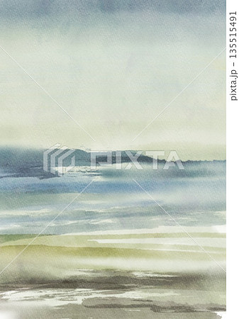 Abstract Watercolor Landscape in Soft Pastel Tones 135515491