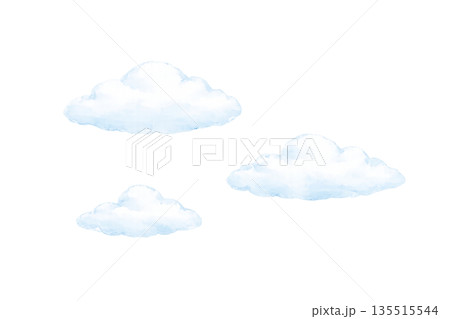 水彩風のふんわりした雲のイラスト 135515544