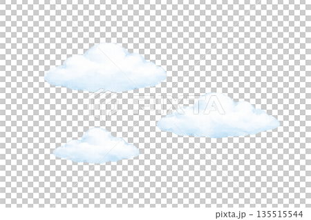 水彩風のふんわりした雲のイラスト 135515544