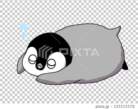 Illustration of a sleeping baby emperor penguin 135515578