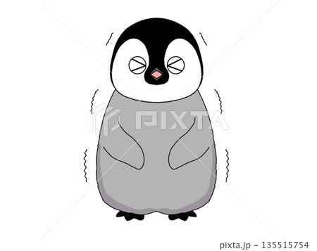 震える皇帝ペンギンの赤ちゃんのイラスト 135515754