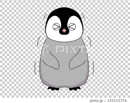 震える皇帝ペンギンの赤ちゃんのイラスト 135515754