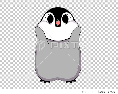 Illustration of a baby emperor penguin lifting its head 135515755