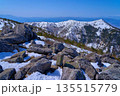 冬の長野県(群馬県)の湯ノ丸山の北峰の三角点から西側の眺望(烏帽子岳,小烏帽子岳など) 135515779