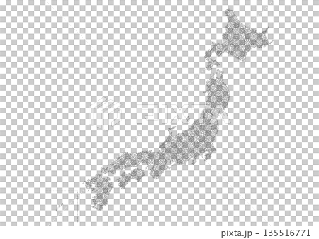 白背景に点描の日本地図 135516771