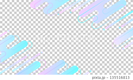 淡い水色×ピンクの透明感グラデーションのメンフィス背景フレーム 135516813