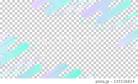 Pale green x purple transparent gradient Memphis background frame 135516814