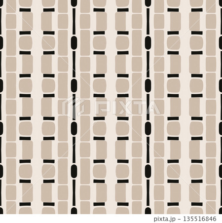 Beige Black Olive Color Abstract Geometric Seamless Pattern Background, Surface Pattern Illustration for Wallpaper and Fabric Design 135516846
