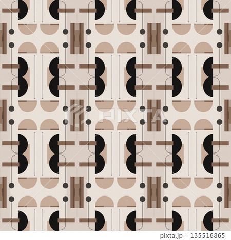 Beige Black Olive Color Abstract Geometric Seamless Pattern Background, Surface Pattern Illustration for Wallpaper and Fabric Design 135516865