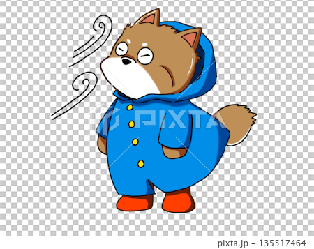 風吹動柴犬的插圖 風吹動柴犬的插圖 135517464