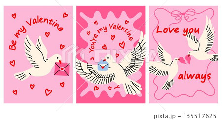 Cute Dove Valentine Greeting Cards Collection Cute Dove Valentine Greeting Cards Collection 135517625